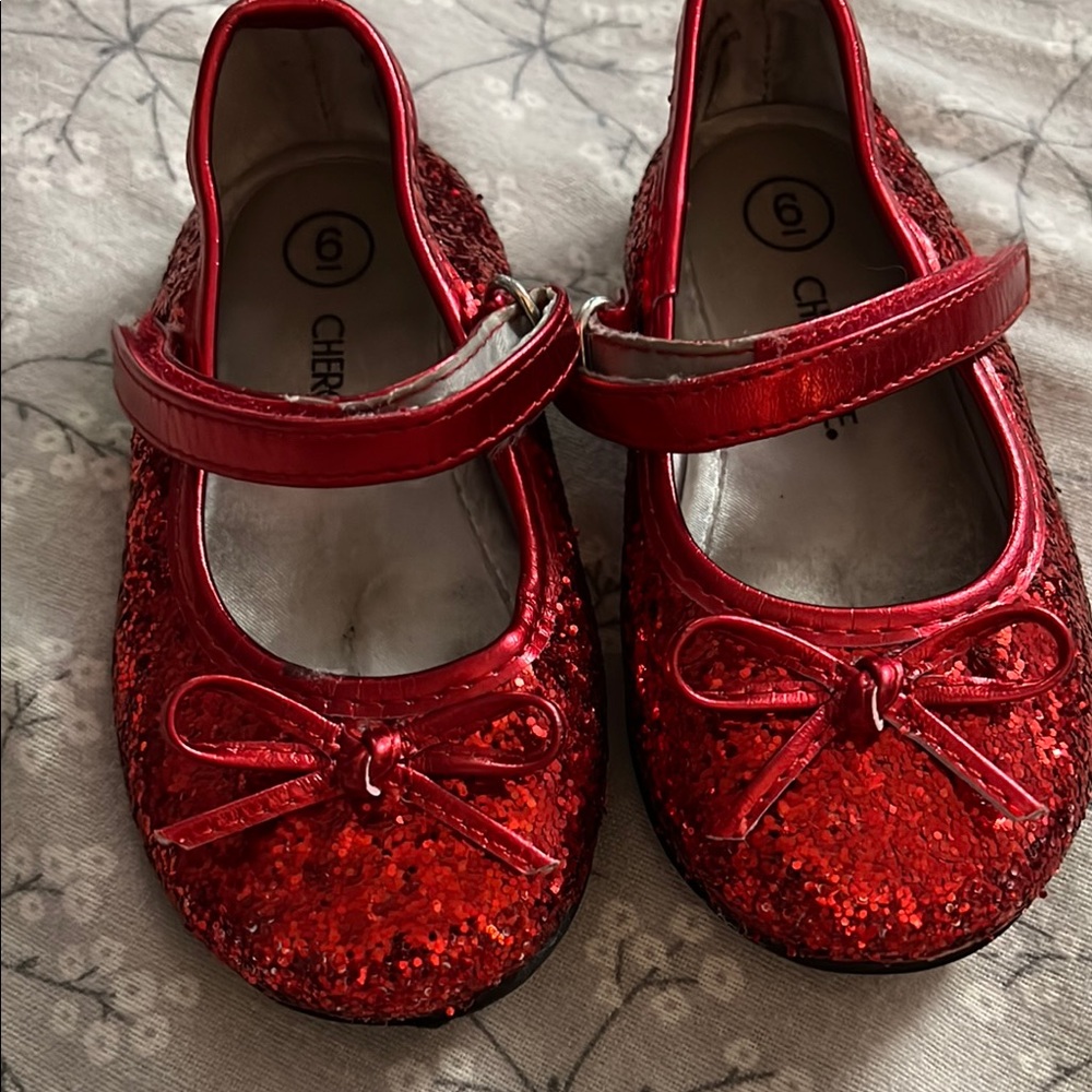Cherokee Kids Red Glitter Mary Jane Shoes